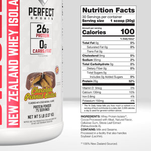 PERFECT SPORTS Diesel 100% New Zealand Whey Protein Isolate | Stevia Sweetened, No Artificial Ingredients, Keto | 0g Carb, 0g Fat, 26g Protein | 5 Pounds (Chocolate Peanut Butter)