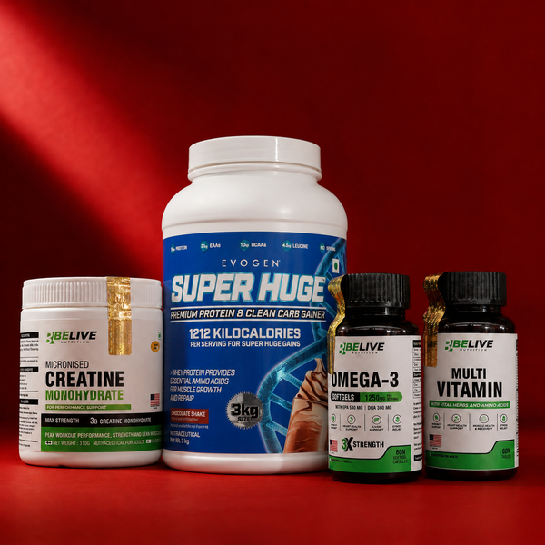 Aggressive Bulk Combo | Mass Gainer + Creatine + Omega-3 + Multivitamin Stack