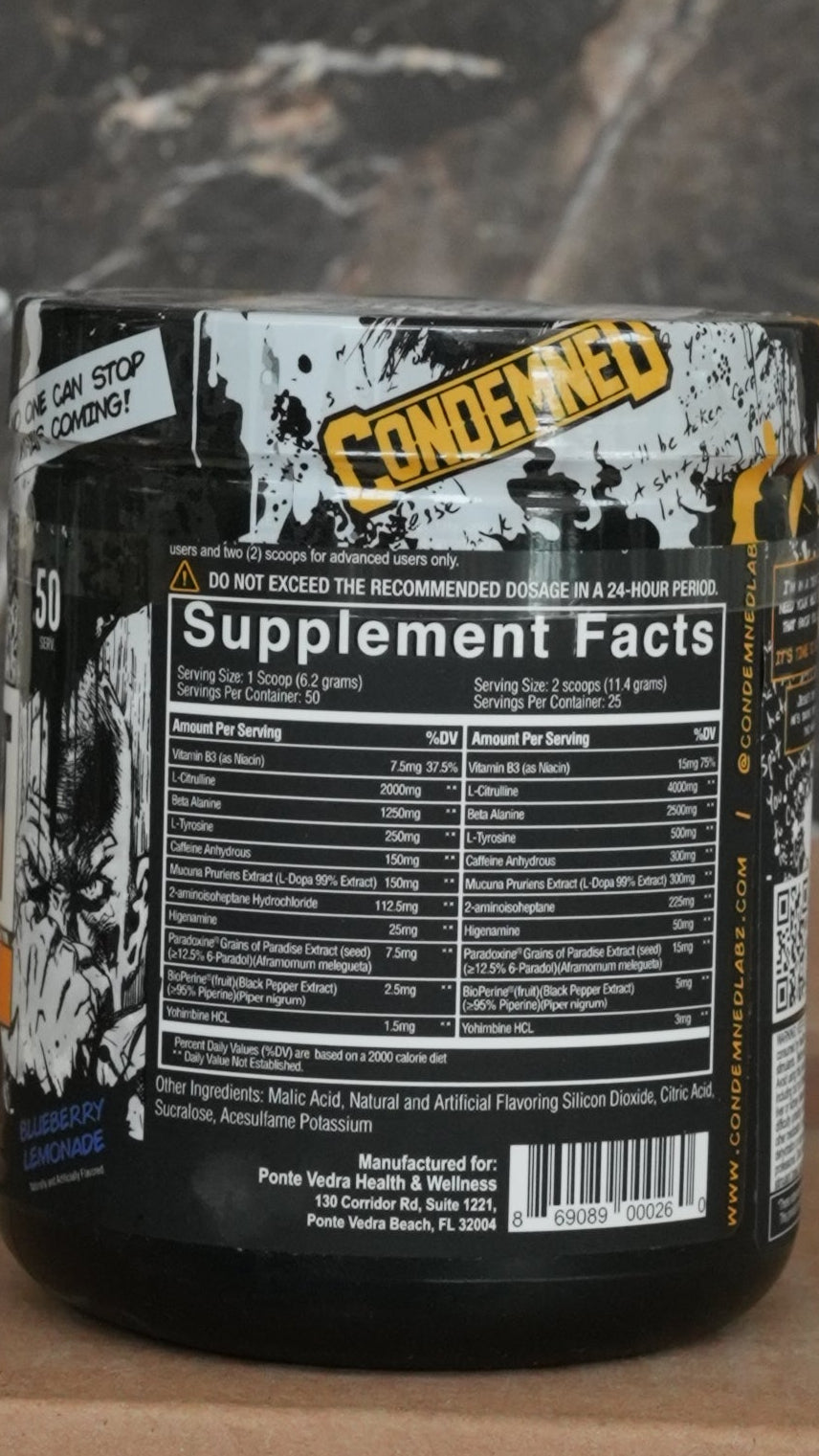 Condemned Convict Imported HIGH STIM Preworkout (50 Servings)
