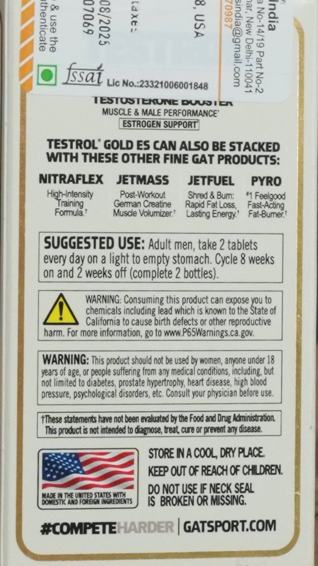 GAT Testrol Gold ES Testesterone Booster