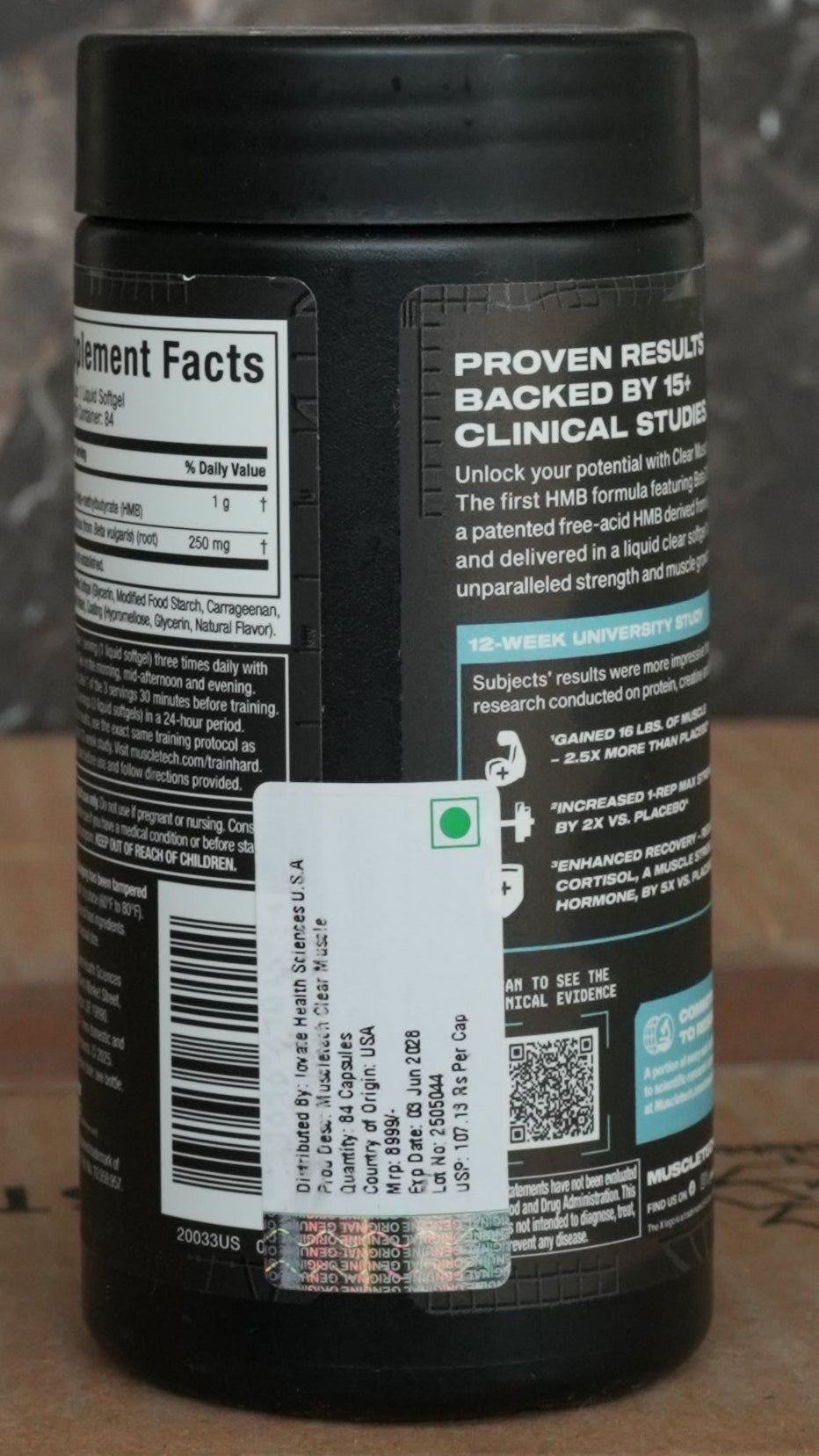 Muscletech Clear Muscle HMB (84 Servings - Imported)