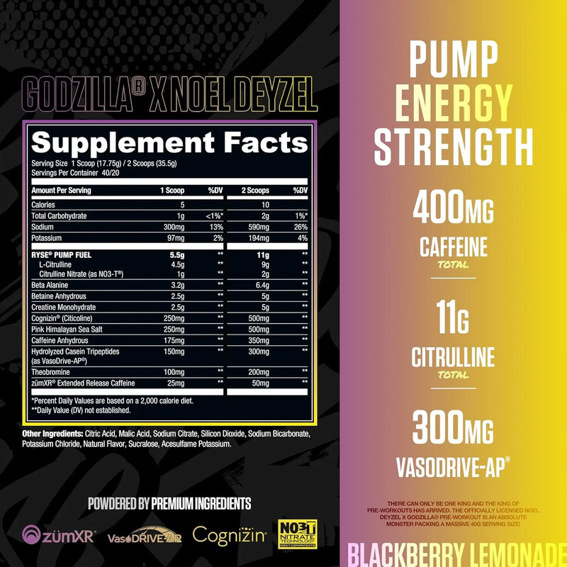 Ryse Godzilla Pre Workout Powder, 40 Servings